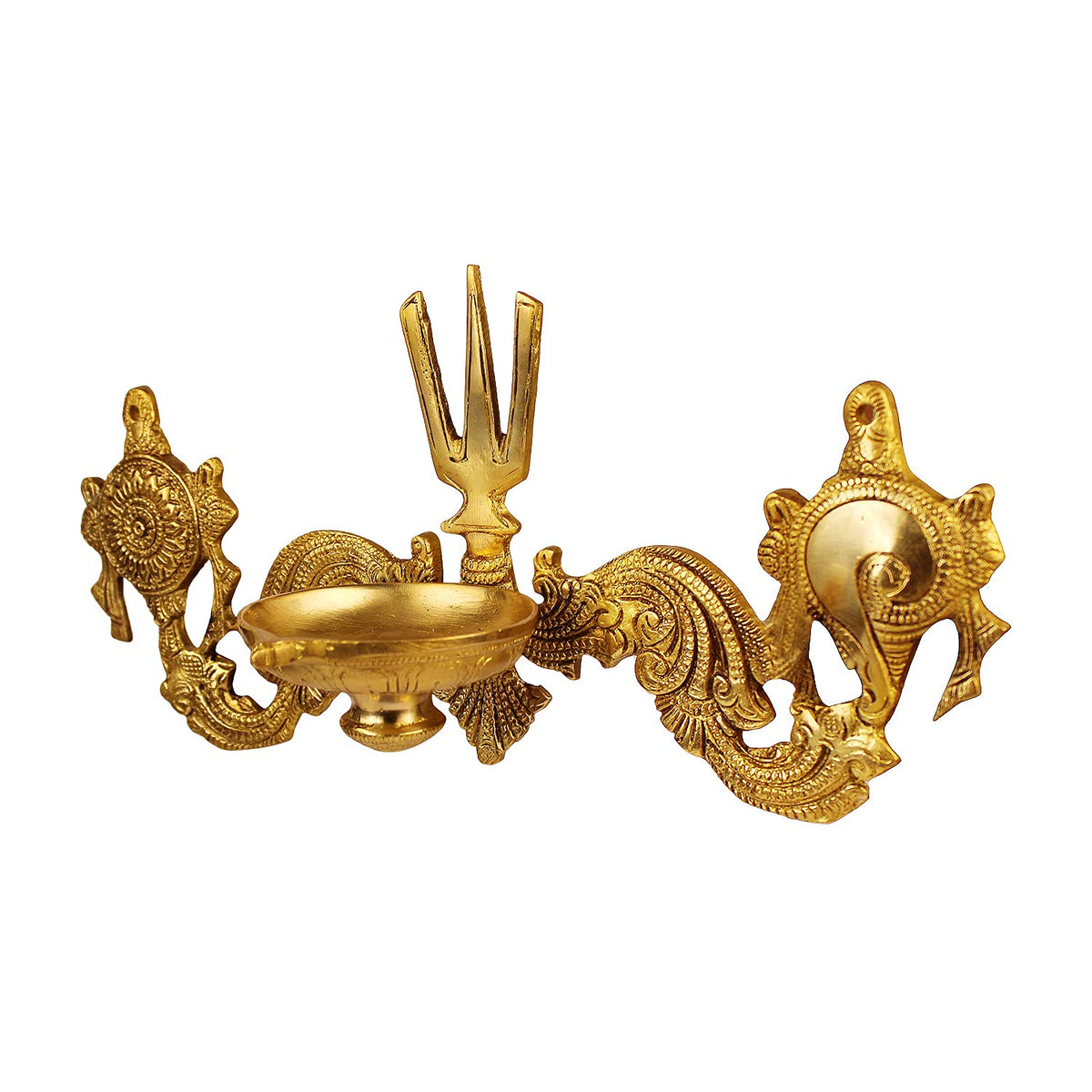 Artvarko Brass Shankh Chakra Namah Tilak Oil Diya Lamp wall Hanging Tirupati Balaji Padmanabha Swami Lord Vishnu Puja Vastu Home Decor