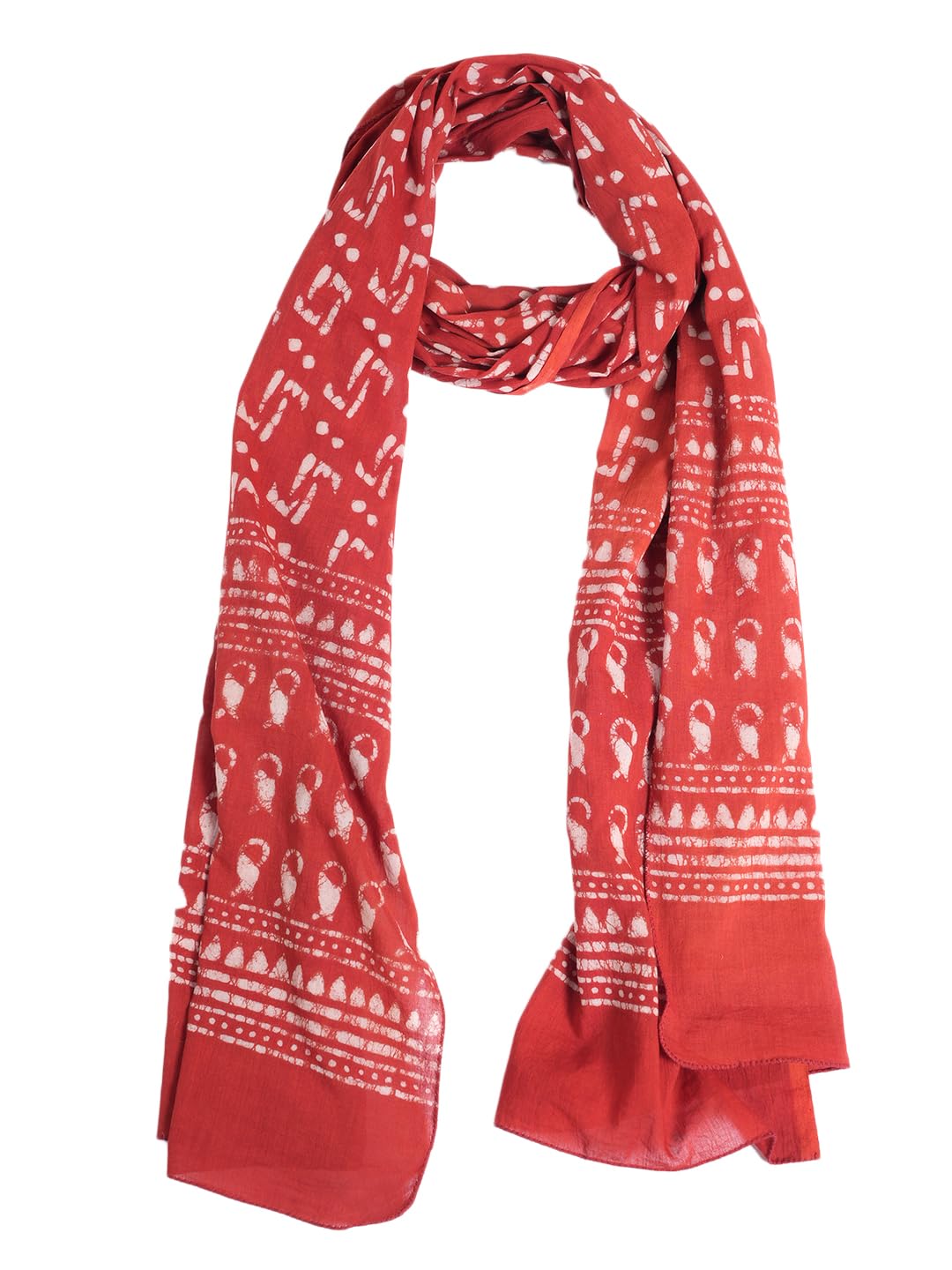 Gutthi Women's Cotton Stoles | Scarf Lightweight & Comfortable for All Seasons, Casual Wear, Size (100X180 CM) (Red)