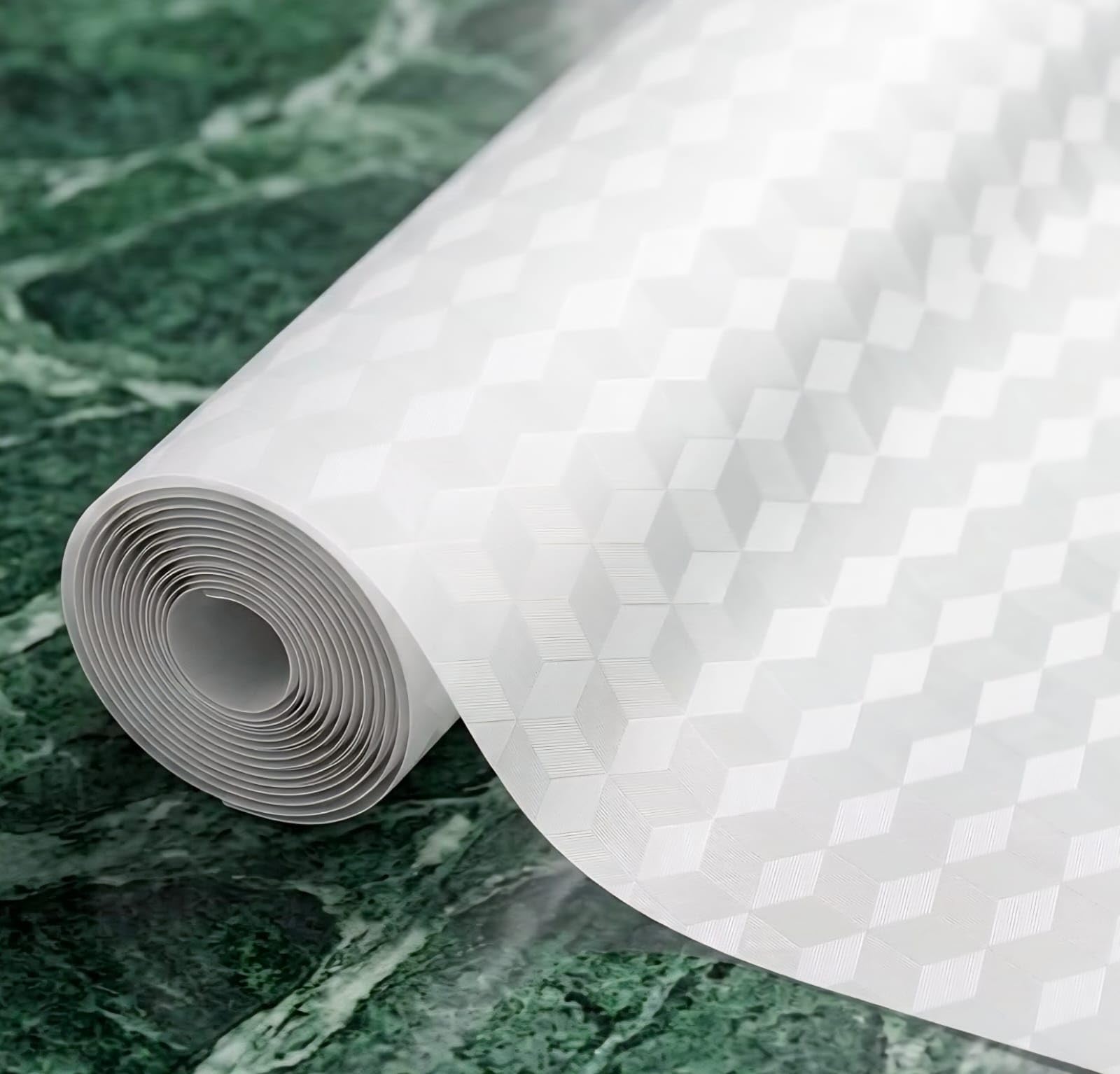 Dribble (45cm X 500cm) Eva Shelf Liner Mat Roll, Non Slip Drawer & Cabinet Liner for Kitchen, Waterproof Oilproof Washable Fridge Mat, Anti Skid Cupboard Wardrobe Multipurpose Mat (White) Kafalo