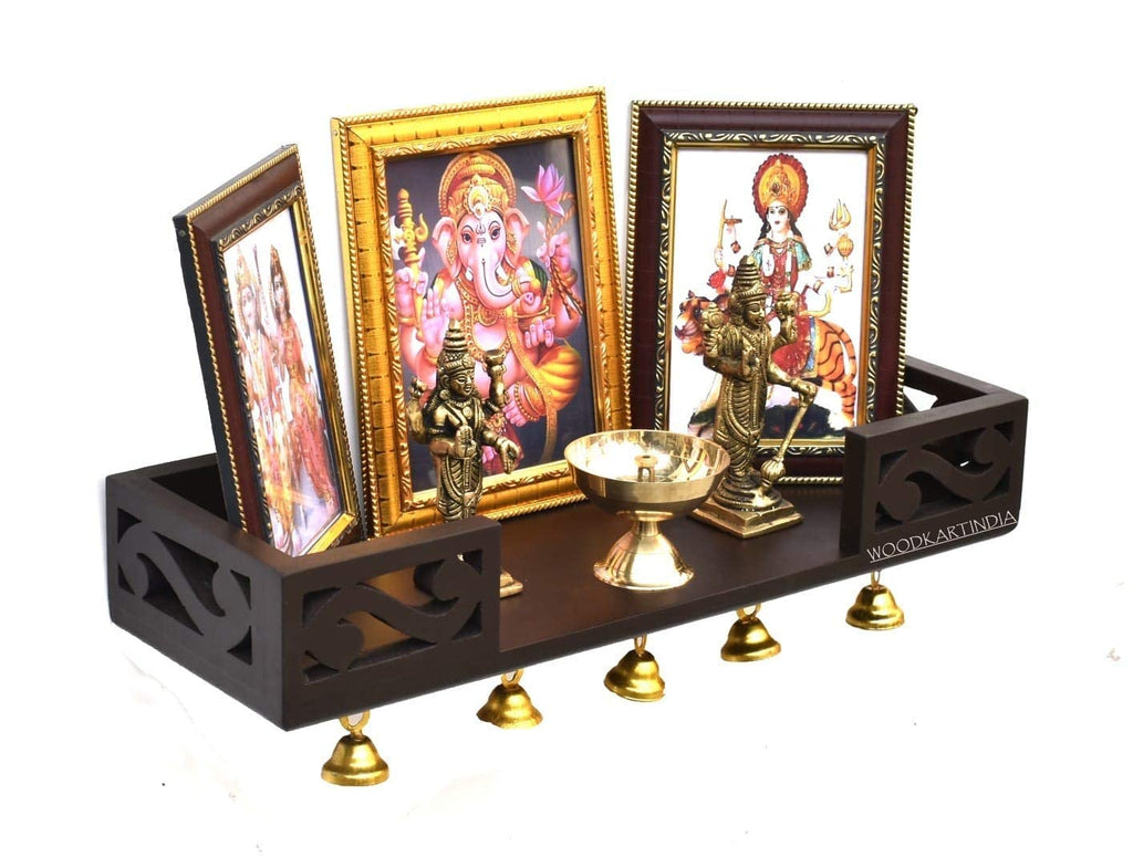 WOOD KARTINDIA Wall Mount Temple for Home,Wooden Home Temple/Wall Shelf/Pooja Mandir/Pooja Stand/Wooden Mandir/Devghar/Devara/Multipurpose Shelf (Brown2)