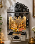 canfinity™ Premium Stainless Steel Pooja Mandir for Home with LED Light | Wall Mounted Home Temple | Hindu Puja Ghar Mandir for Home & Office | Compact Modern Design | 35 x 19 x 11 cm | Made in India