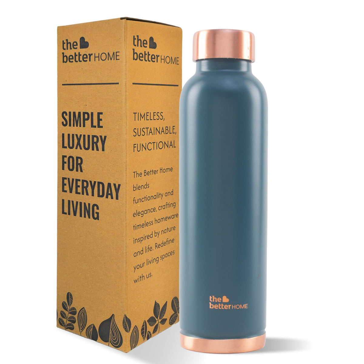 The Better Home Copper Water Bottle | Copper Water Bottle 950ml | With Anti Oxidant Properities | Provides Health Benefits | Pure Tamba | Teal