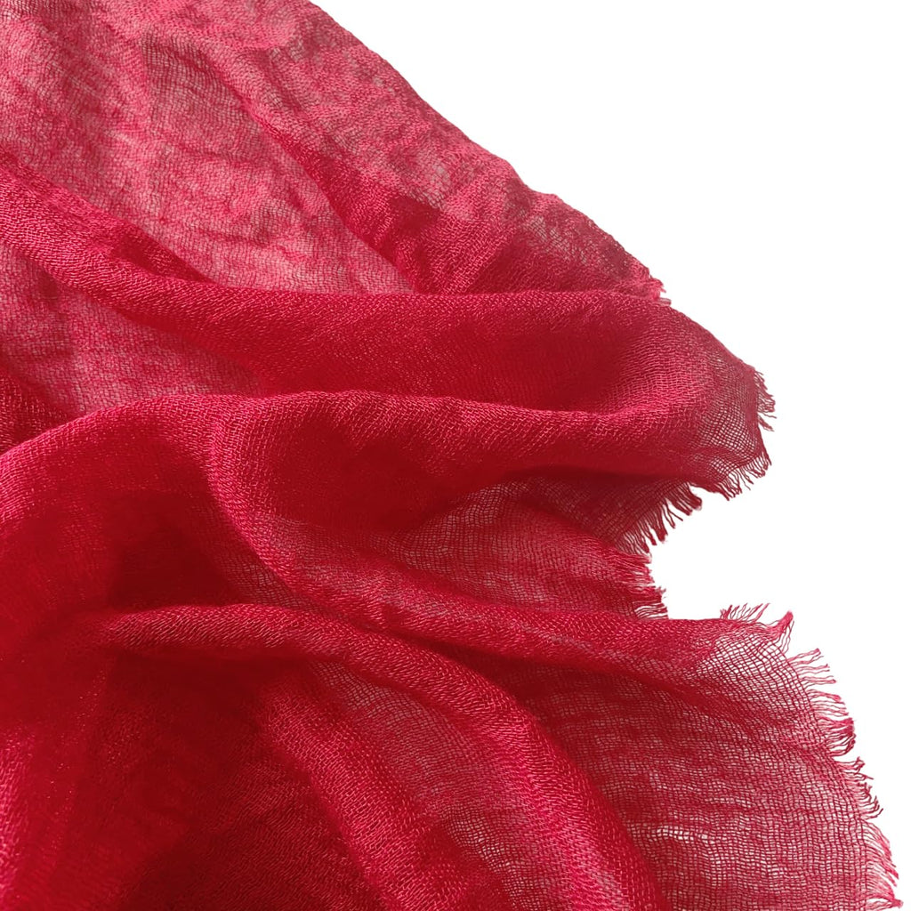 CrossKulture Crinkled PolyCotton Scarf for Women - 180 x 90 cm Stole for Women | PolyCotton Scarf for Summers, Head Cover for Women | Lightweight Scarf for Women | Women Accessory (Red)