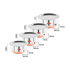 Sumeet Stainless Steel Copper Bottom Belly Shape 4 Pc Tope/Cookware/Pot Set with Lid 380ML, 500ML, 780ML, 1.1Ltr, (Silver)