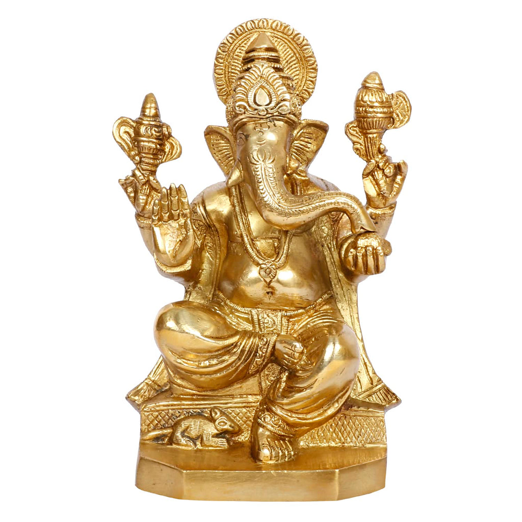 Svarup Brass Ganesh Bhagwan Idol Ganesha Statue Ganpati Murti for Home Entrance Decor Diwali Gift 8.25 Inch
