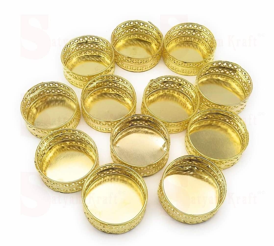 Prapti Handicrafts Handmade Tealight Candle Holders for Diwali Decoration,Home Decor Gifts Items/Diya for Home Office Pooja,Durga Puja Gift Sets (Golden Candle Holder, Pack of 15)
