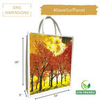 Jute Club Printed Canvas Bag|Shopping|Office|Tiffin| Multipurpose|Eco Friendly with Zipper lock|Spacious|100% Organic Cotton Tote with Lamination-14 X16 X5 (5Pc, Forest Fall)