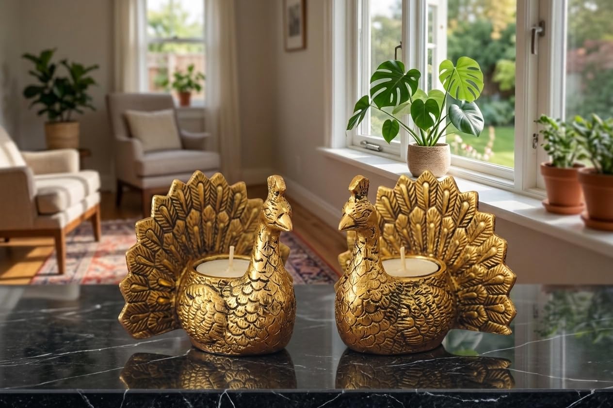 KridayKraft Designed with a Versatile Central Cavity, This Peacock Serves as a Stunning tealight Candle Holder, a mini Indoor Planter, a Unique Pen Stand, or a Sophisticated Vanity Organizer.