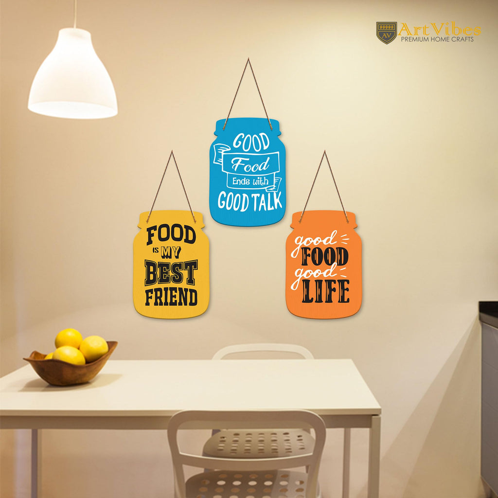 Artvibes Good Food Good Life Quote Decorative Wall Hanging Decoration item for Kitchen | Home Decor | House Warming Gifts | Kitchen Quotes Decor Item | Wall Decoration (WH_8924N)