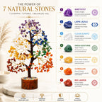 EverMineCrystal 300 Beads, 7 Chakra Crystal Tree, Showpiece Good Luck and Positive Energy, Showpiece for Living Room, Natural Healing Gemstones Money/Lucky Tree for Good Luck, Multicolor
