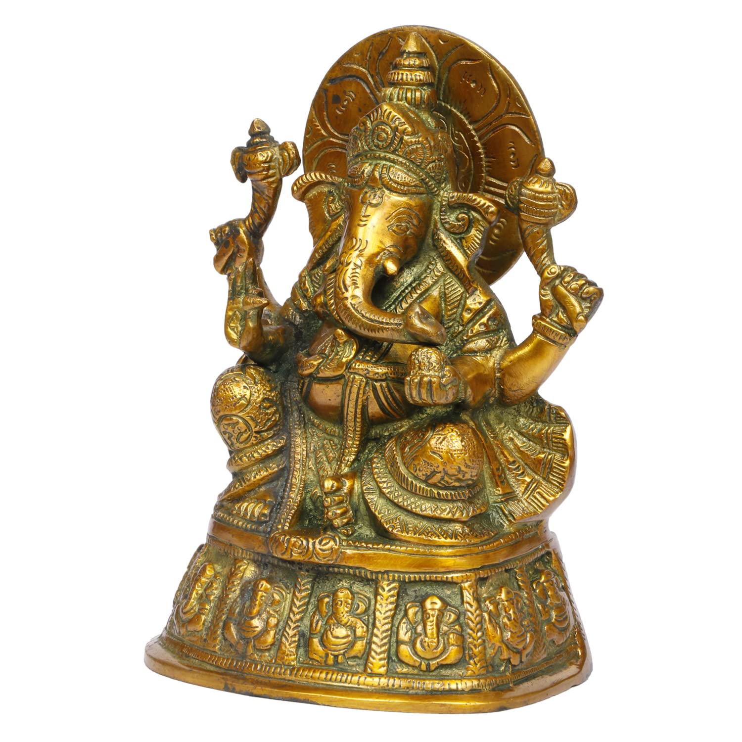 ARTVARKO Brass Ashtavinayak Ganpati Idol Ganesha Ganesh Murti Home Entrance Office Décor Idol Marriage Gift Murti Pooja 8 Inch