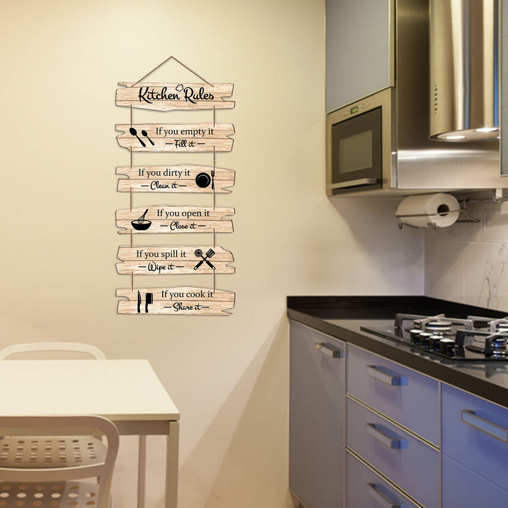 Artvibes Kitchen Rules Printed Wooden Wall Hanging For Cafe | Kitchen | Restaurants | Quotes Decor Item | Kitchen Quotes Wall Hanging | Wall Sculpture | Signs & Plaques | Gift Items (WH_3235N)