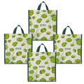 DOUBLE R BAGS Unisex Big Eco Cotton Canvas Shopping Bag for Grocery, Milk, Fruits & Vegetables | Reusable Jhola Tote with Reinforced Handles | Cherry Print, 34x9.5x39.5 cm, 1 Compartment (Pack of 4)