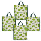 DOUBLE R BAGS Unisex Big Eco Cotton Canvas Shopping Bag for Grocery, Milk, Fruits & Vegetables | Reusable Jhola Tote with Reinforced Handles | Cherry Print, 34x9.5x39.5 cm, 1 Compartment (Pack of 4)