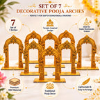 Satvaikya Decorative Temple Arch Set for Pooja & Sapta Shanivarala Vratam | 7 Premium MDF Mandir Arches for Festival Decoration, Golu Display & Home Temple Décor | Golden South Indian Temple Design