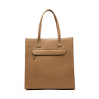 HIE Elena Casual Tote – All-Purpose Vegan Leather Bag for Women, Spacious Front Pocket, Metal Zip Closure, Gold Hardware, Key Hanger, Back Pocket, Perfect for Office & Work.
