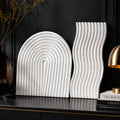 Clover Home Ribbed Decorative Tray Set | 10 inch Wavy and 9 inch Arch Tray | Aesthetic Showpiece for Room Decor | Large Vanity & Trinket Tray, Shelf Decor | Pinterest Inspired Home Decor Gift (White)