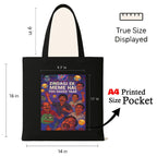 Kirmada Black Cotton Tote Bag | Zindagi Ek Meme Hai Toh Hasso Yaar Design | Funny Desi Meme Tote for College, Shopping & Daily Use | Zipper Closure | Reusable Eco Friendly Gift for Meme Lovers