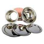 GlamourShop Stainless Steel Copper Base Serving Bowls Handi Set of 3 Pieces, Handi Set with Serving Bowl Set/Cookware Set/Sauce Pot and Handis (3 Handi Without Lid's)