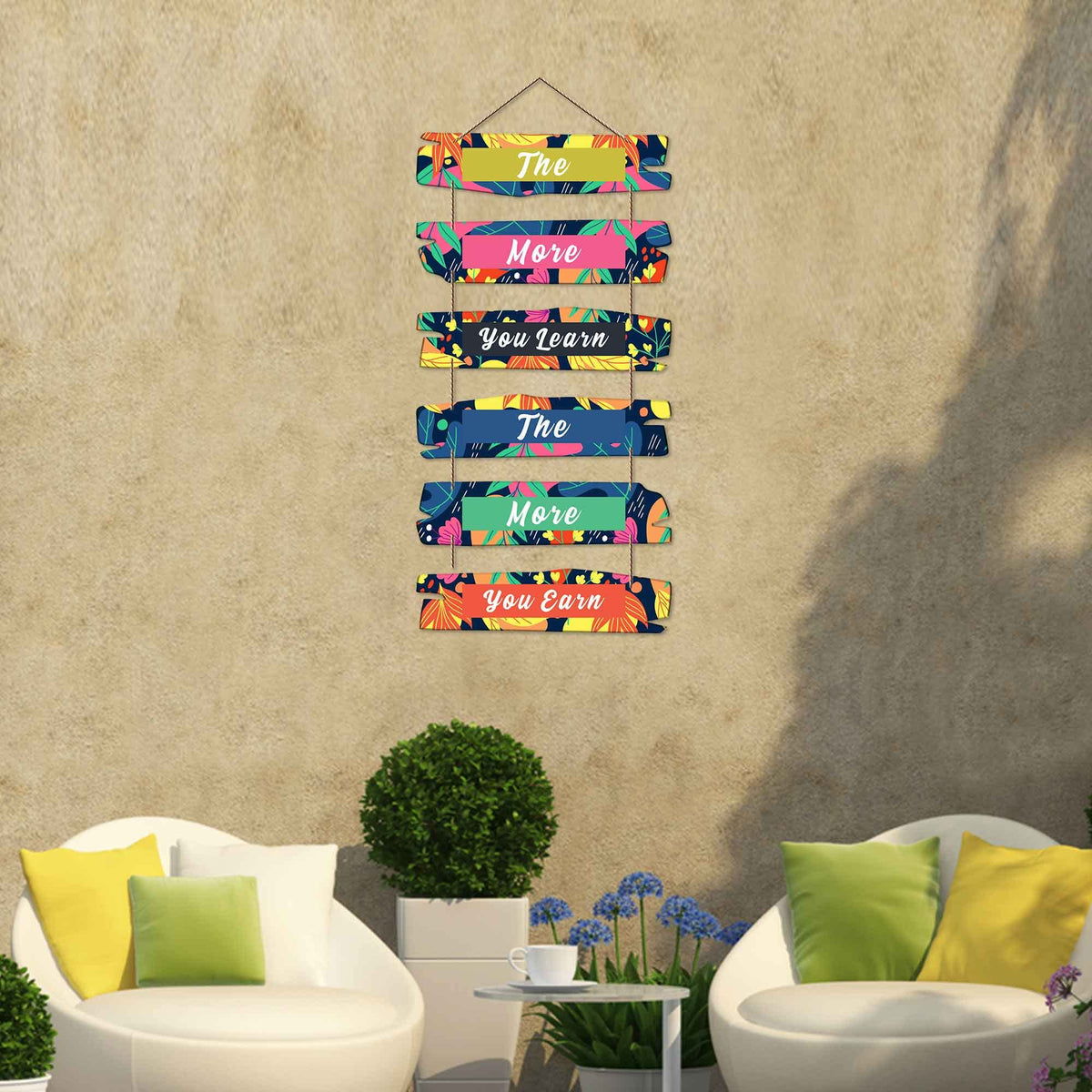 Artvibes The More You Learn Printed Wooden Wall Hanging | Quotes Decor Item | Wall Illustrations | Office Decor | Inspirational Quotes Wall Art | Mdf Wall Decoration | Gift Items (WH_3227N)