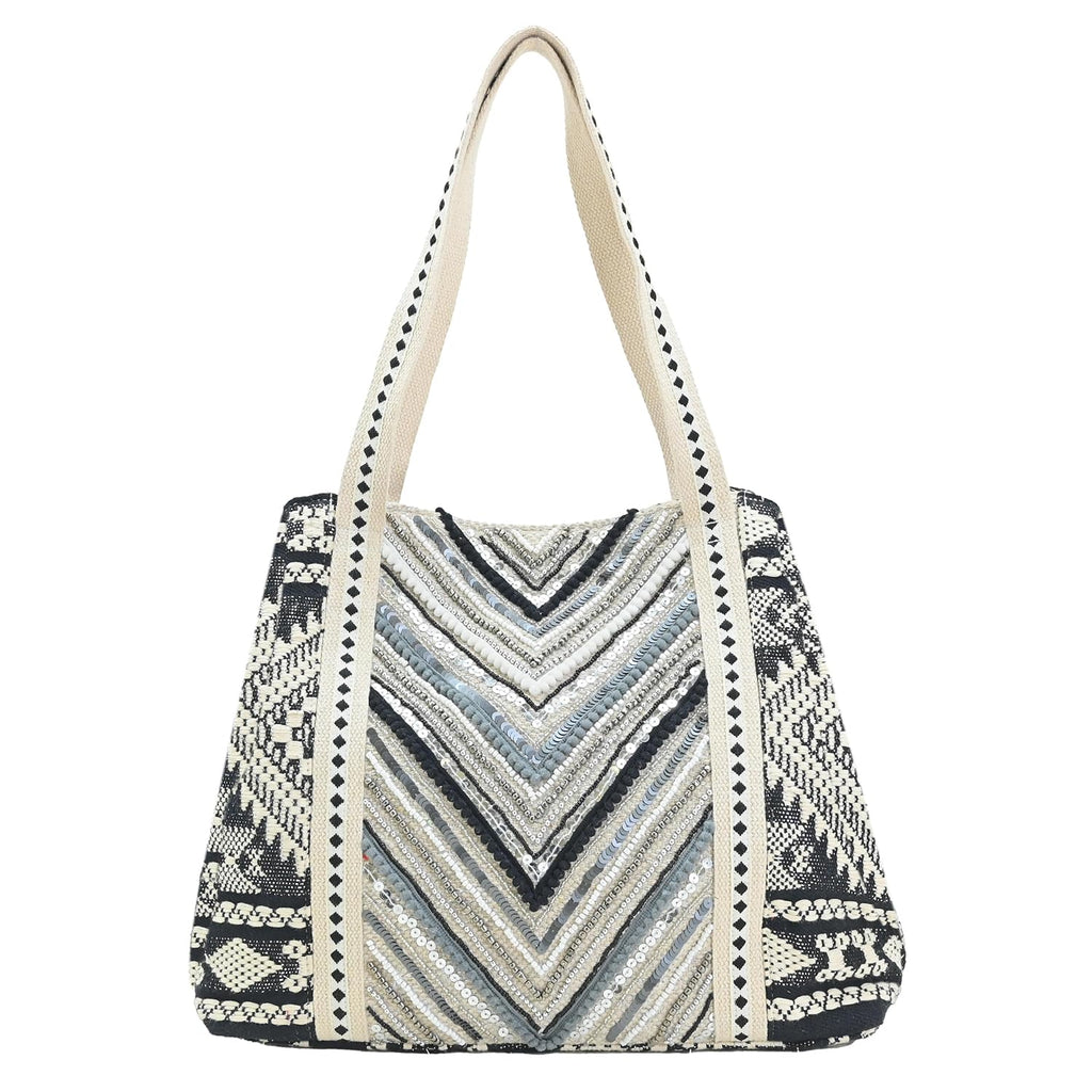 Boho Girl Women Handbags Beaded Work Tote Stylish Ladies Women and Girls Handbag for Office and Travel Shoulder Bag for College | Ladies Purse Handbag | Handbags with Inner Pocket