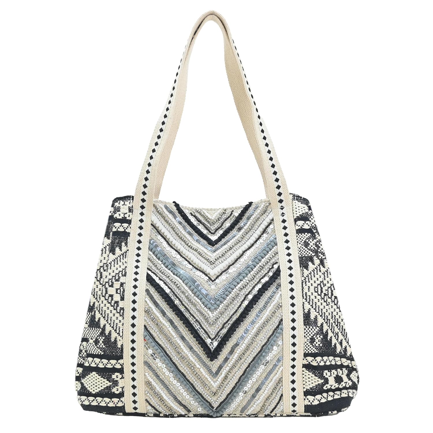 Boho Girl Women Handbags Beaded Work Tote Stylish Ladies Women and Girls Handbag for Office and Travel Shoulder Bag for College | Ladies Purse Handbag | Handbags with Inner Pocket
