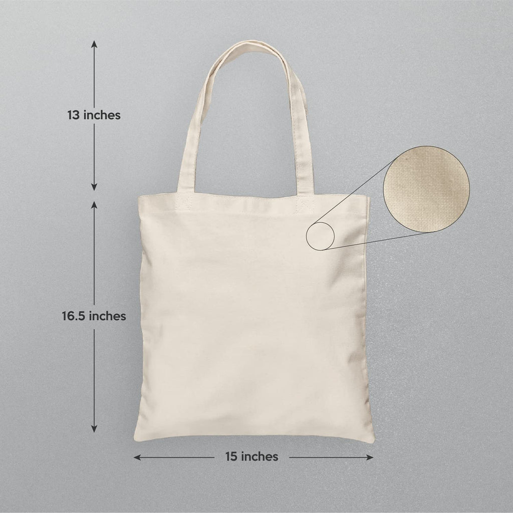 Wonder Shades Cotton Plain Canvas Shopping Tote Bag with Extra Strong Long Handle, Washable, Reusable and Ecofriendly (Pack of 12)