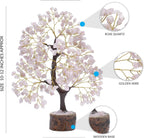 KHOLAD Rose Quartz Natural Crystal Money Tree | Feng Shui Healing Gemstone Tree for Love, Peace, Harmony & Positive Energy | Decorative Bonsai Tree for Home Decor & Office (Pink)