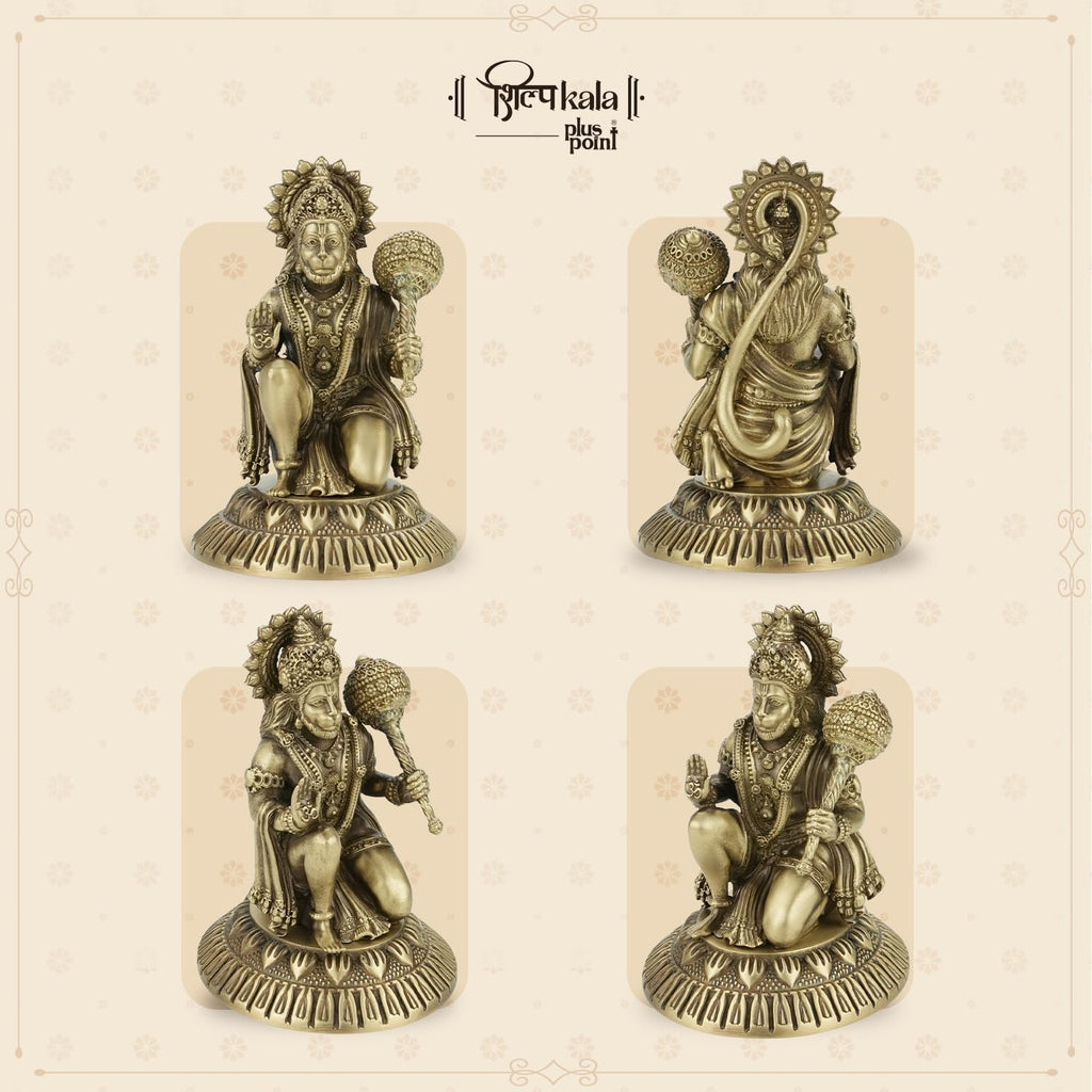 Shilpkala 2.9 Inch, Premium Brass Hanuman Ji Idol – Decorative Brass Items for Temple & Home, Spiritual Gift Item for Wedding & Farewell, Statue for Daily Worship (Coffee Antique Finish)