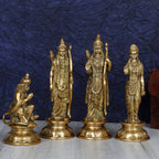 ARTVARKO Brass Ram Darbar Murti Lord Rama Laxman and Sita Religious God Statue Spiritual Home Decor Pooja Temple Shrine Home Décor 9 Inches