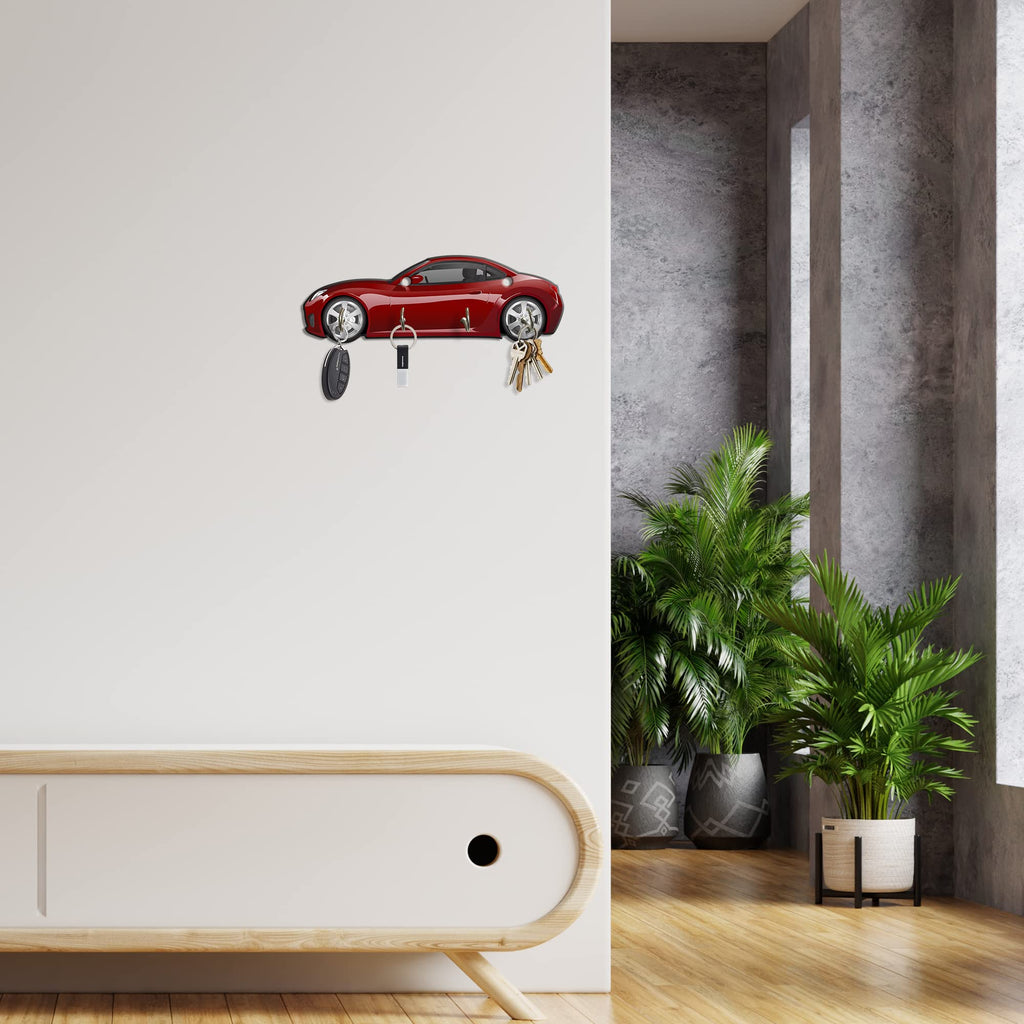 Artvibes Unique Stylish Wooden Key Holder for Wall Decor with Stylish Stainless Steel 5 Hooks Beautiful Key Organizer for Home Decoration(KH_804N)