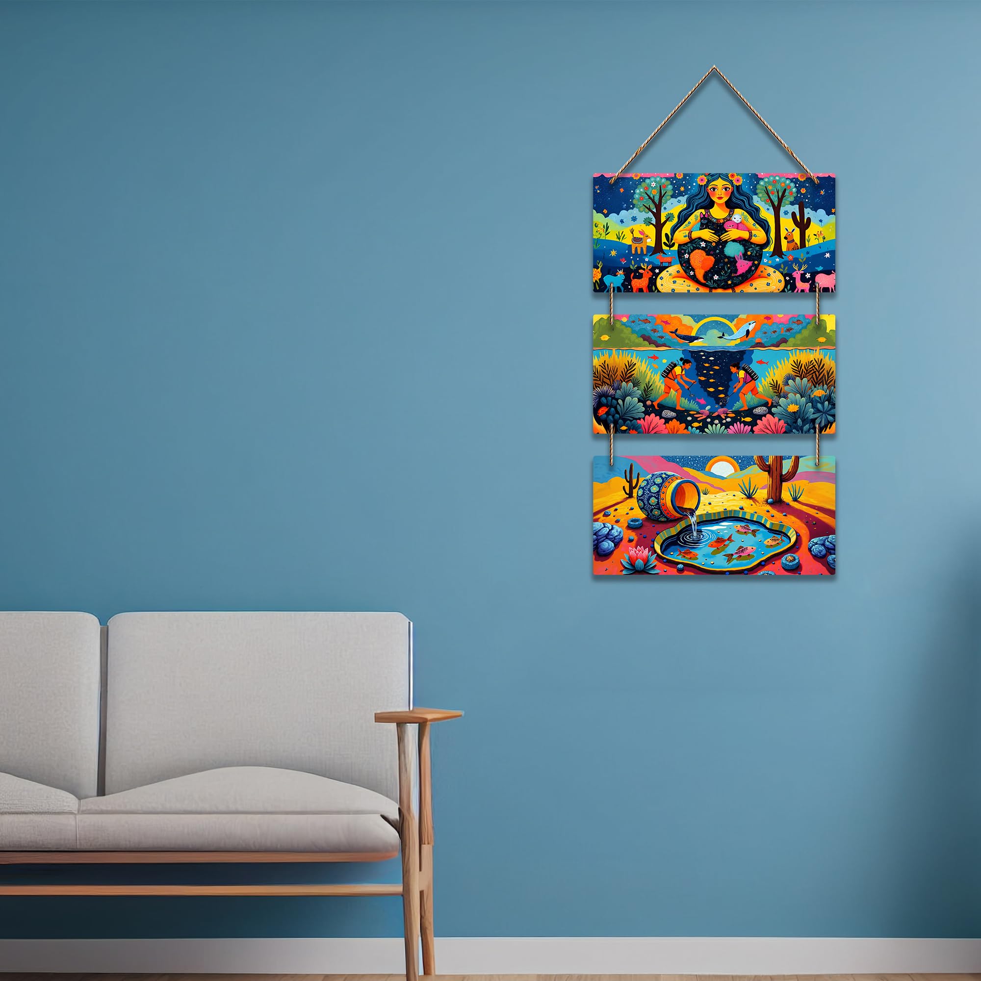 Artvibes Nature Inspired Wooden Wall Hanger for Home Decor | Modern Decoration Items | Handcrafted Art | Wall Sculpture | Signs & Plaques | Wall Art Print | Art For Wall | Unique Gift (WH_9420N)