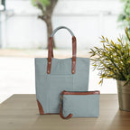 Mona B Canvas Tote Handbag for Women with Pouch perfect for Travel, College and office Use - Sky