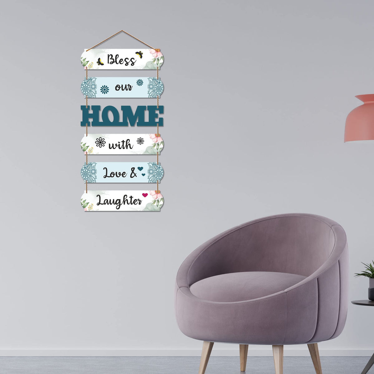Artvibes Bless Our Home Wooden Wall Hangings Decor For Home | Bed Room | Decor Hanging Ornaments | Home Quotes Wall Hanging | Modern Decor Items | Wall Poster | Artworks Hangings | Gift (WH_6604N)