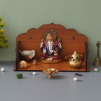 Webelkart®️ Premium OM Wooden Temple Beautiful Plywood Mandir Pooja Room Home Decor Office/Home Temple (Brown)