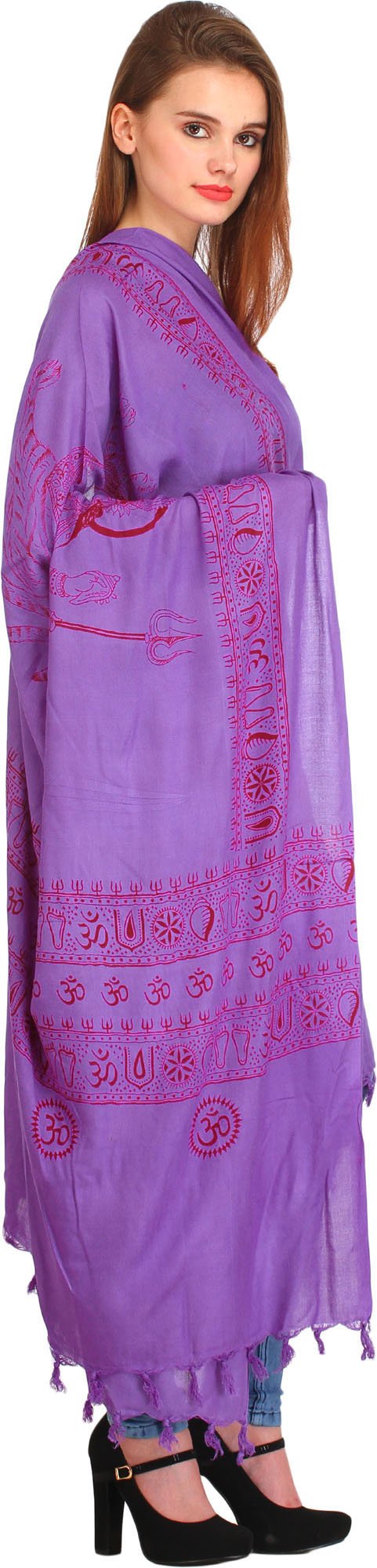 Exotic India Women's Maa Durga Prayer poly cotton Shawl