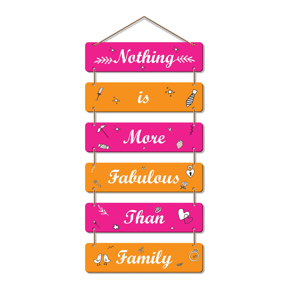 Artvibes Decorative Wall Hanging Wooden Art Decoration item for Living Room | Bedroom | Home Decor | Gifts | Quotes Decor Item | Wall Art For Hall | Mdf Wall Decoration, Set of 6 (WH_3213NR)