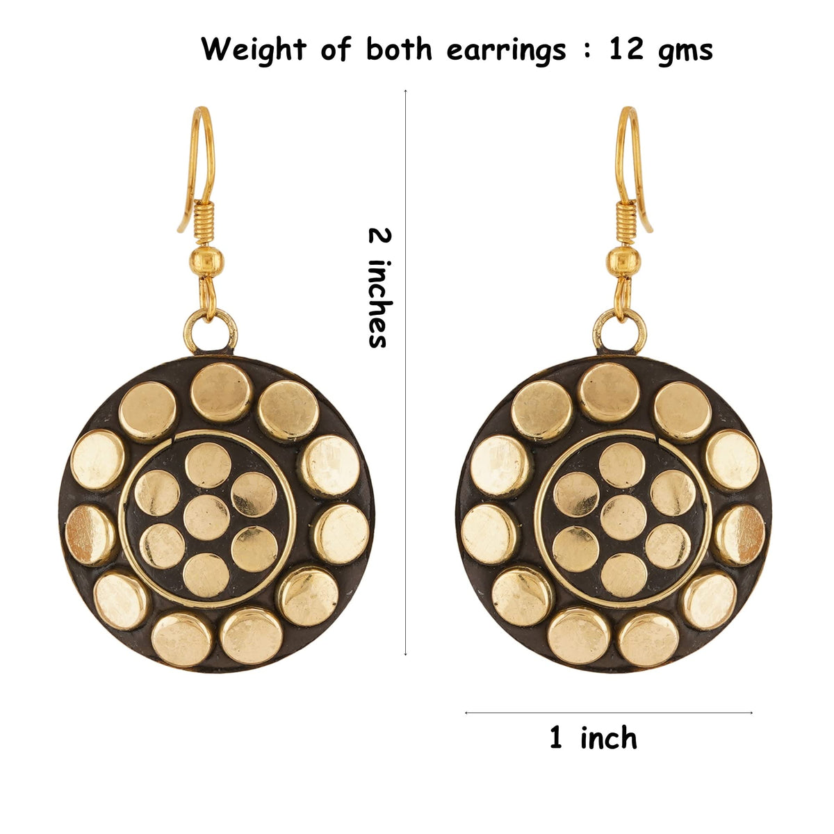 Shreyadzines Non-precious Metal Dangling Handmade Lightweight Hook Tibetan Style Earrings for Women (Gold)