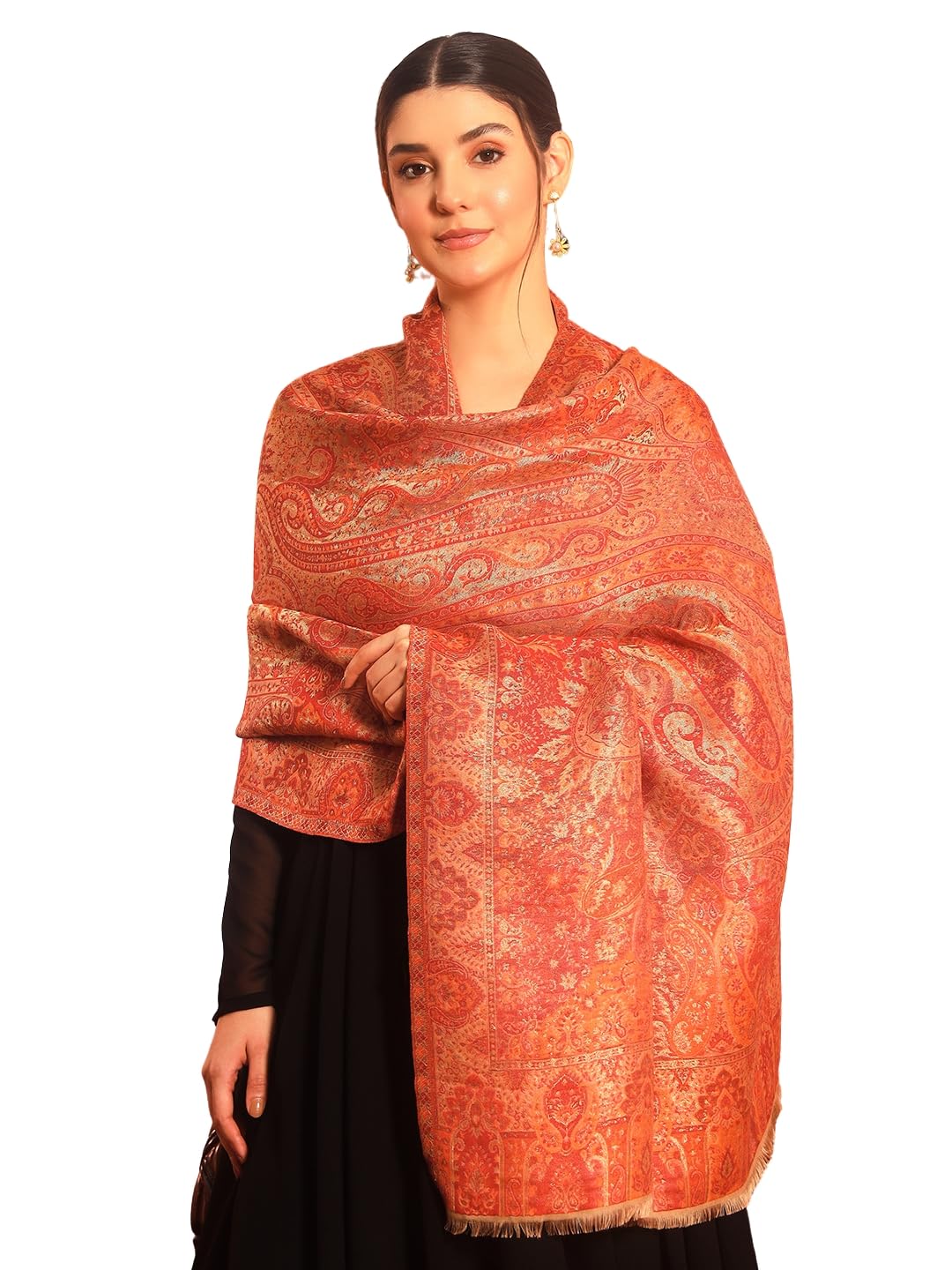Pashmoda Women Naazneen Kaani Wool Blend Kashmiri Zari Shawl (Size: 40x80in, 101x203cm) ZSS09