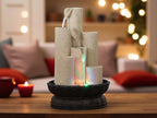 KridayKraft Decorative Waterfall Design Table top Colour Changing Lights Fountain Polyresin Showpiece for Home Garden Living Room Decor Decoration Gift Items, 30 CM 1.2 kg