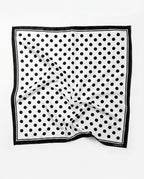 Grey Exim Black Polka Dot Polyester Crepe Head Scarf, Square Hair Bandana for Women