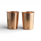 INDIAN ART VILLA Pure Copper Embossed Design Glass - 275 ML, Copper Tumbler for Water Drinking, Elegant Drinkware & Serveware, Perfect for Gifting, Home, and Festive Décor, Set of 2