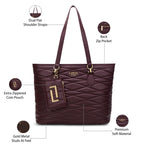 Lavie Luxe Women's Lucie Quilted Large 14 Inch Laptop Tote Handbag | Tote Bag for Work | Ladies Purse | Stylish Shoulder Bag | Gift for Women