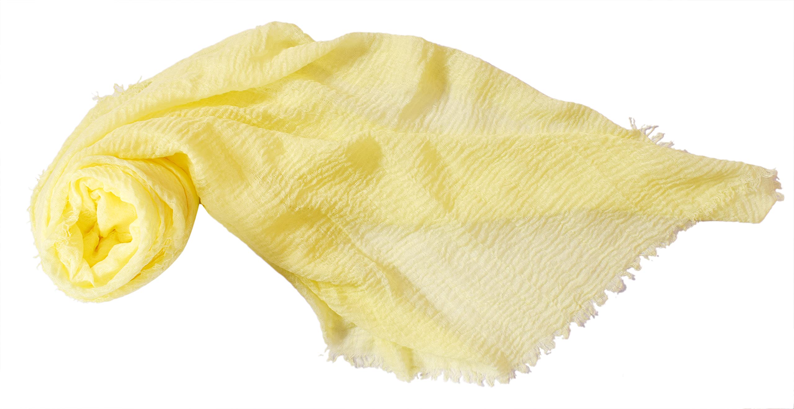 Iba & Isba Women's Plain Crinkled Scarves, Stoles, Hijab (76 x 36 inch) (Lemon)