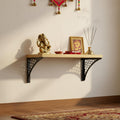 Spillbox Wooden Pooja Home Temple|White Metal Shelf |Wall Mountable|Easy Screw Assembly|Home Temple for Puja Room |Pooja Stand | Mandir-Hexagon (Small Black)
