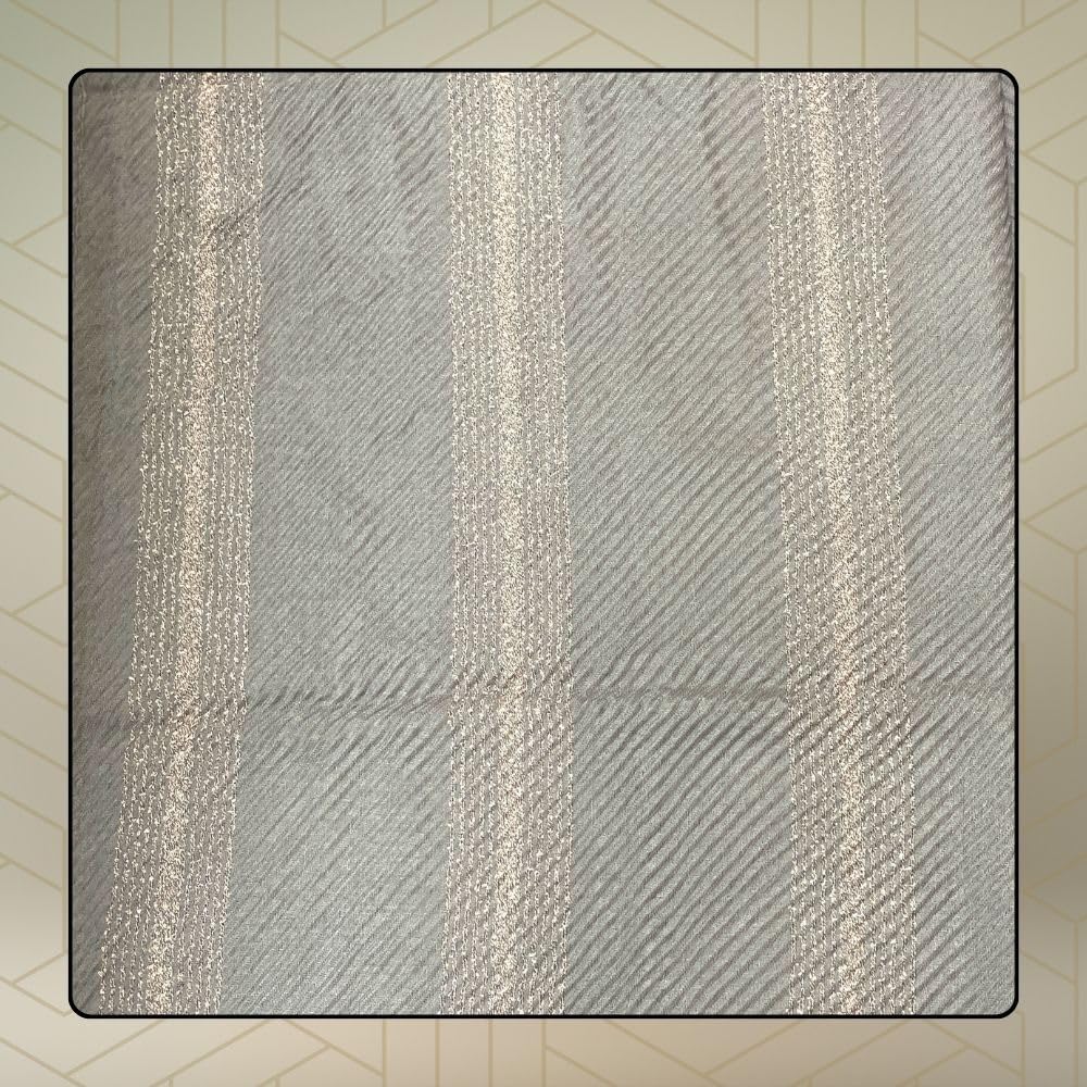 FAHABO Scarf Woman Pleated Stripes Woven Cotton Scarves with Tassels | Hijab Scarf | Headscarf | Neck Scarf | Stoles | Wraps (Grey with Peach Stripes)