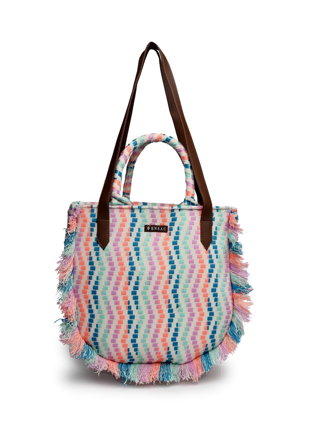 ENSAC Canvas Tote Shoulder Bag For Women | Fits upto 14 Laptop for Women Work & Daily Use |Handcrafted from premium cotton canvas perfect for Work & Daily Use