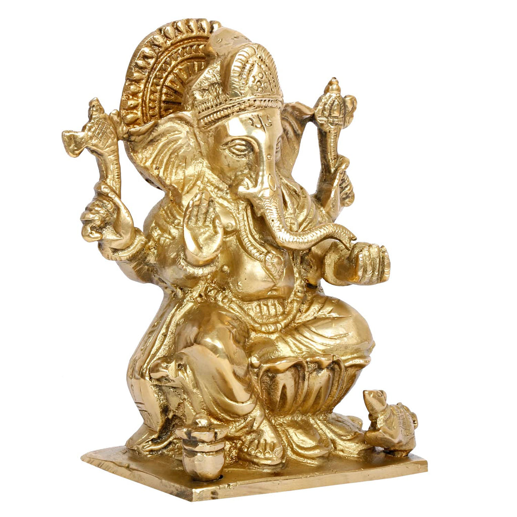 SVARUP Brass Ganesh Bhagwan Idol Ganesha Statue Ganpati Murti for Home Entrance Decor Diwali Gift Height 6.25 Inch