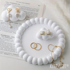 Kitty Cat® Aesthetic Handmade Concrete Bubble Trinket Tray | Off-White Jewelry & Makeup Organizer | Stylish Home Decor, Candle Holder & Multipurpose Table Accessory | Unique (14.3x14.3cm) (Round-1)