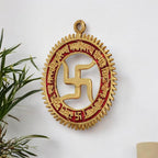 KridayKraft Gayatri Mantra with Swastik Wall Hanging in Metal for Home Decor,Metal Handicraft Swastic Gayatri Mantra Wall/Door Hanging Religious Handicraft 5.5 Inches 100 Grams 1 Piece